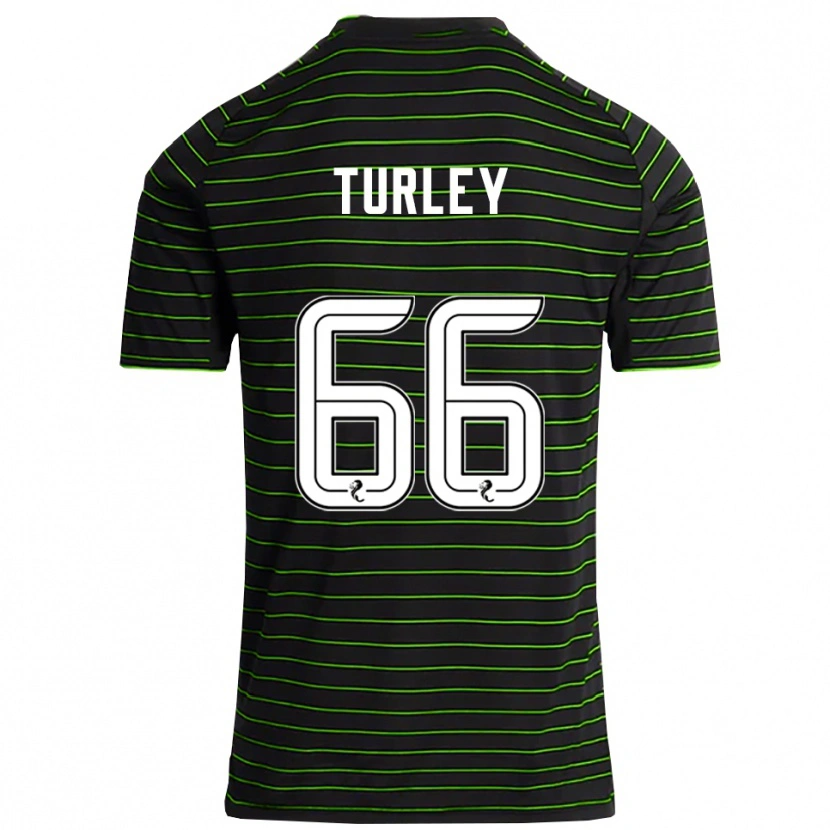 Danxen Børn Francis Turley #66 Sort Grøn Udebane Spillertrøjer 2025/26 Trøje T-Shirt