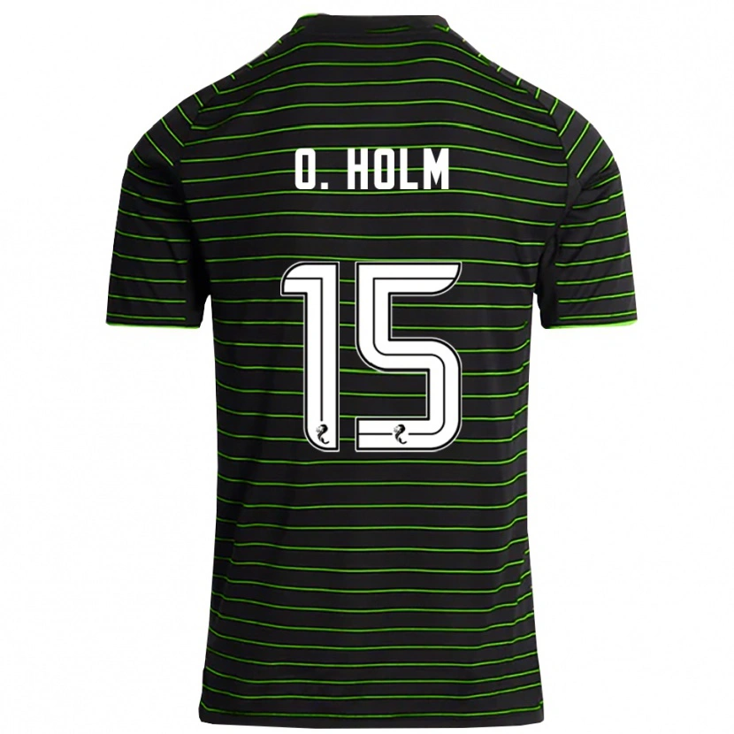 Danxen Børn Odin Thiago Holm #15 Sort Grøn Udebane Spillertrøjer 2025/26 Trøje T-Shirt