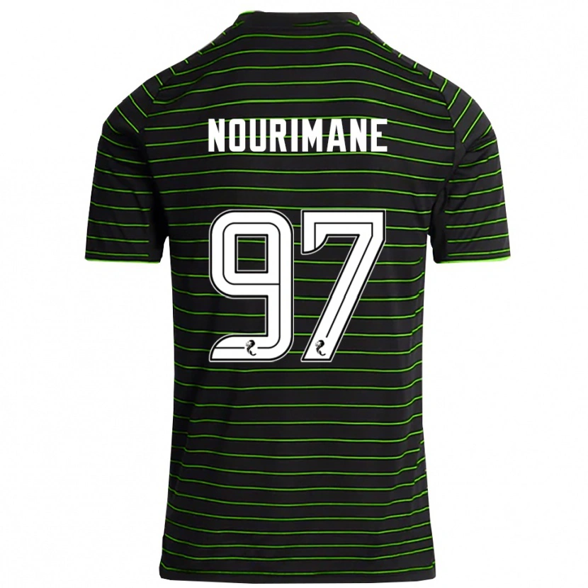 Danxen Børn Addi Nourimane #97 Sort Grøn Udebane Spillertrøjer 2025/26 Trøje T-Shirt
