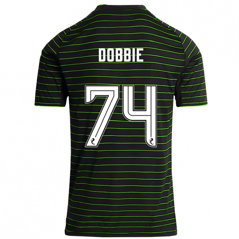 Danxen Børn Lewis Dobbie #74 Sort Grøn Udebane Spillertrøjer 2025/26 Trøje T-Shirt