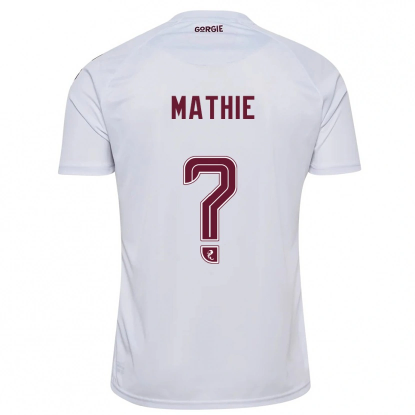 Danxen Børn Jayden Mathie #0 Hvid Burgunder Udebane Spillertrøjer 2025/26 Trøje T-Shirt