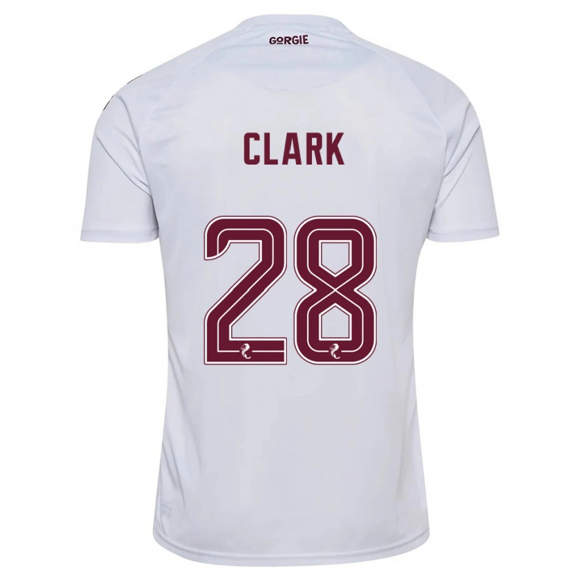Danxen Børn Zander Clark #28 Hvid Burgunder Udebane Spillertrøjer 2025/26 Trøje T-Shirt