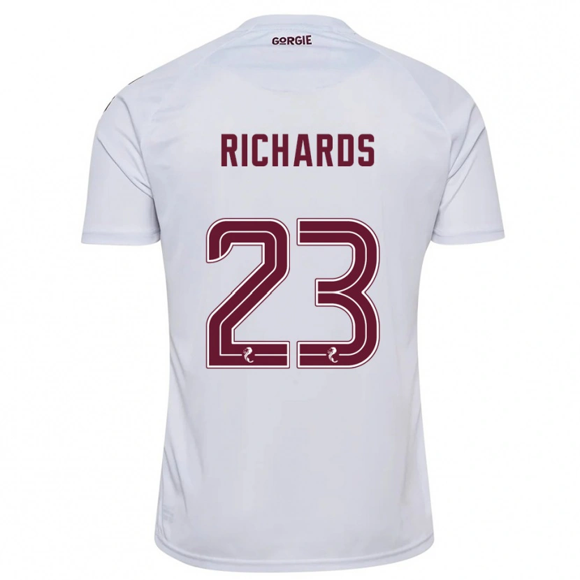 Danxen Børn Jackie Richards #23 Hvid Burgunder Udebane Spillertrøjer 2025/26 Trøje T-Shirt