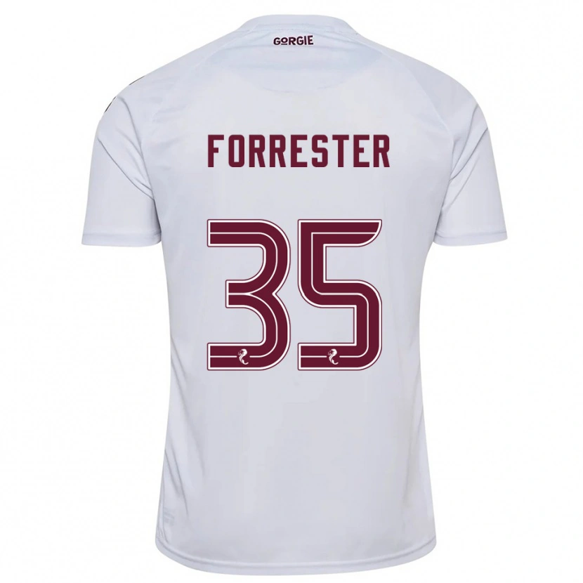 Danxen Børn Adam Forrester #35 Hvid Burgunder Udebane Spillertrøjer 2025/26 Trøje T-Shirt