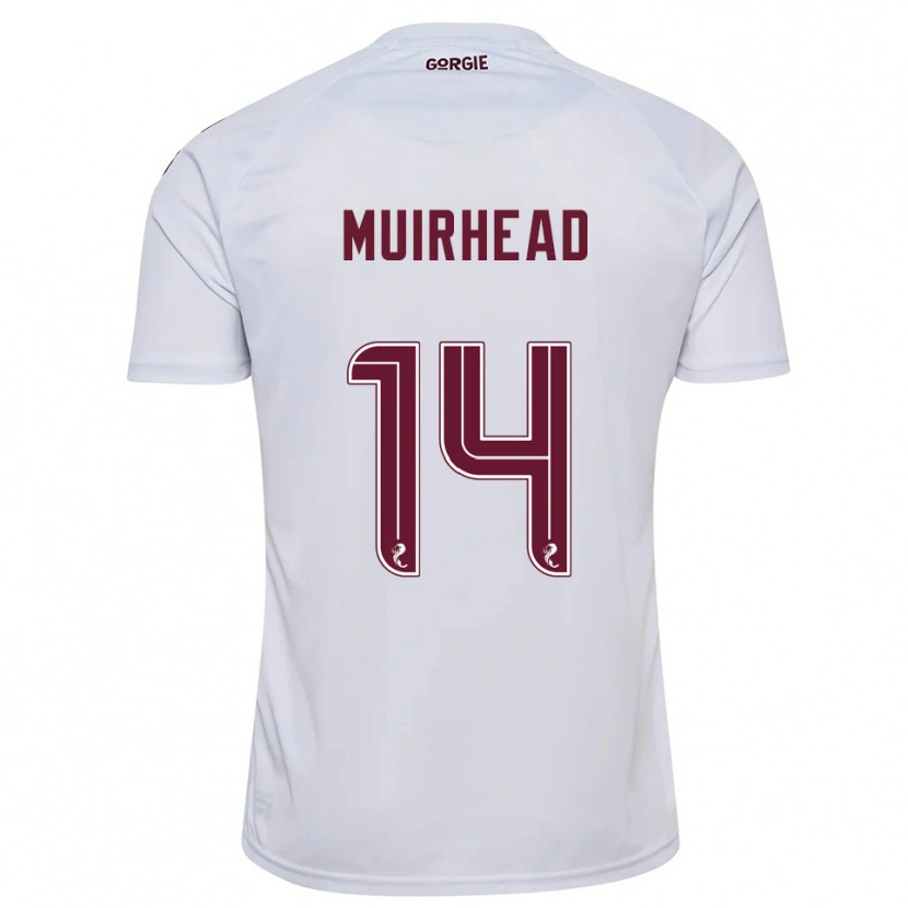 Danxen Børn Owen Muirhead #14 Hvid Burgunder Udebane Spillertrøjer 2025/26 Trøje T-Shirt