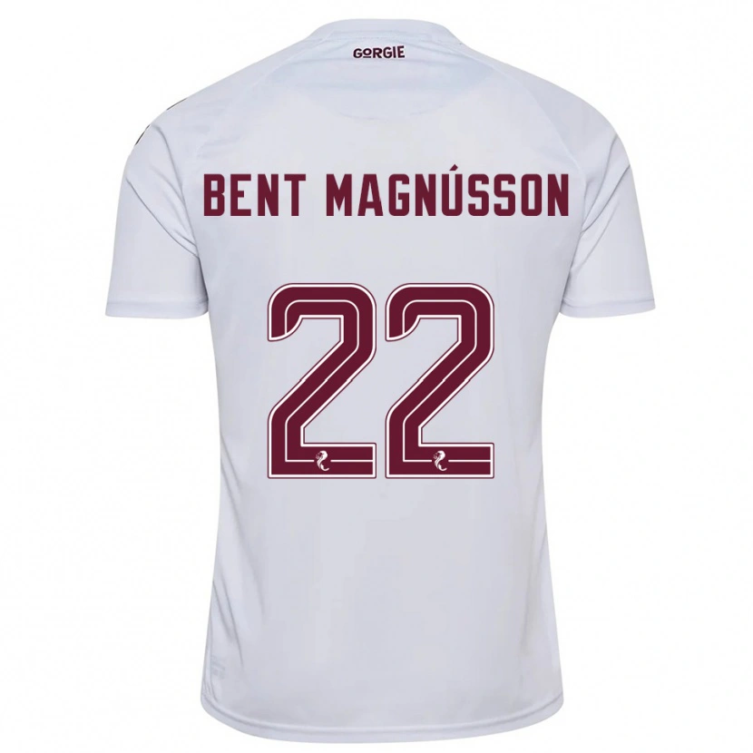 Danxen Børn Tómas Bent Magnússon #22 Hvid Burgunder Udebane Spillertrøjer 2025/26 Trøje T-Shirt