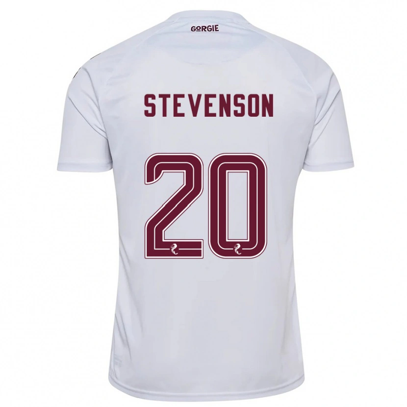 Danxen Børn Gus Stevenson #20 Hvid Burgunder Udebane Spillertrøjer 2025/26 Trøje T-Shirt