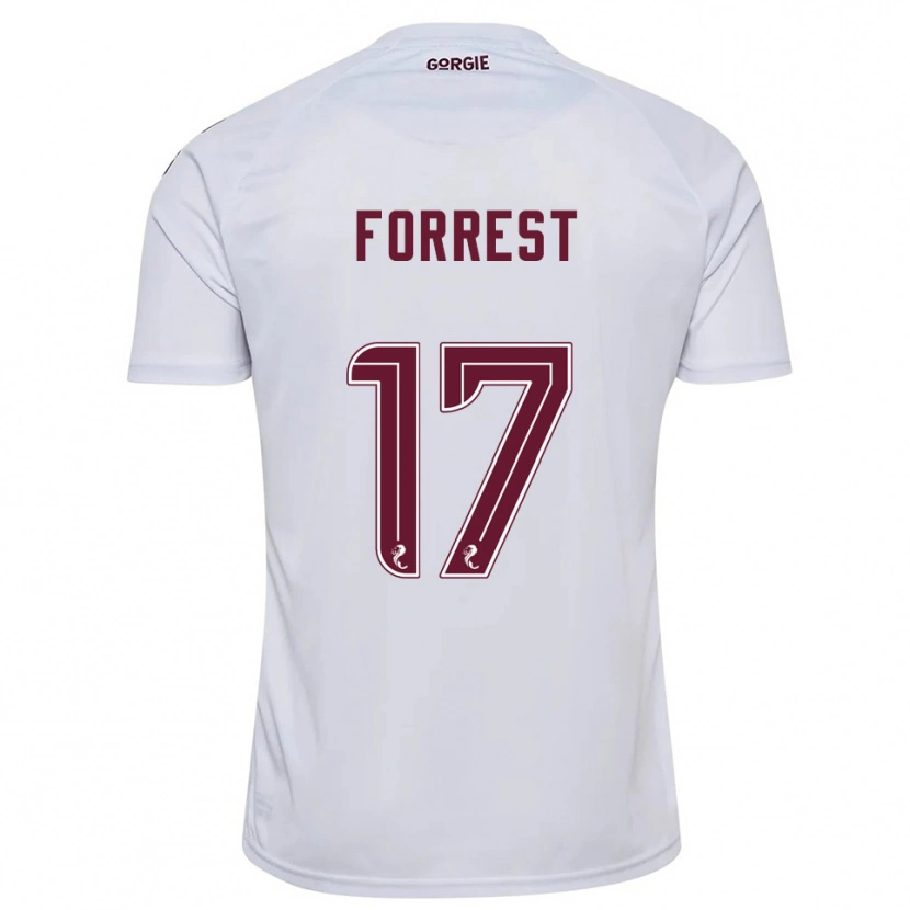 Danxen Børn Alan Forrest #17 Hvid Burgunder Udebane Spillertrøjer 2025/26 Trøje T-Shirt