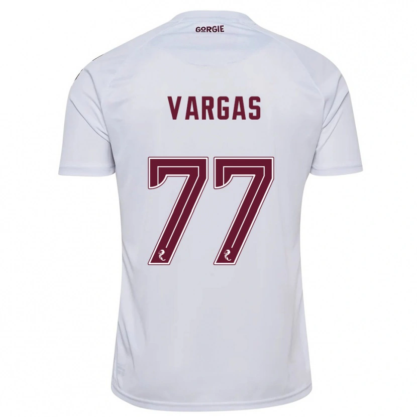 Danxen Børn Kenneth Vargas #77 Hvid Burgunder Udebane Spillertrøjer 2025/26 Trøje T-Shirt