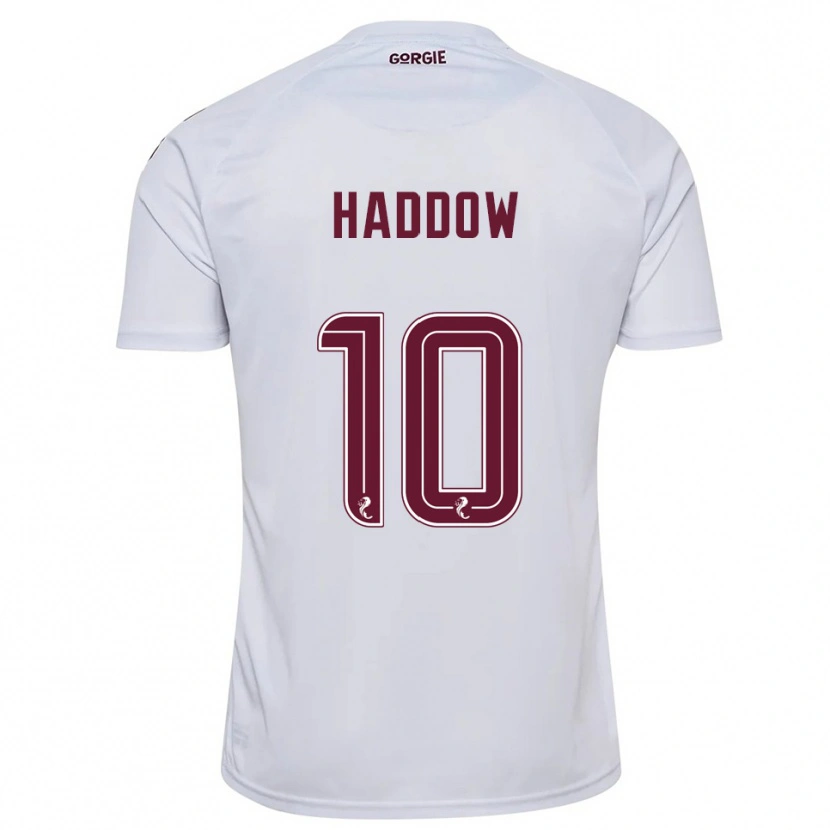 Danxen Børn Aiden Haddow #10 Hvid Burgunder Udebane Spillertrøjer 2025/26 Trøje T-Shirt