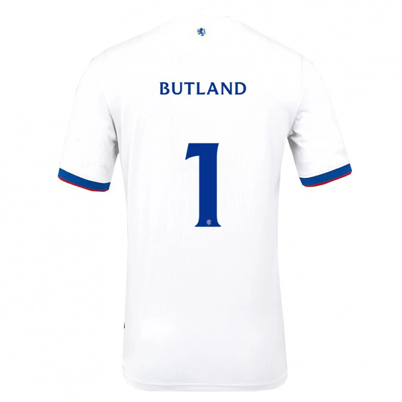 Danxen Børn Jack Butland #1 Hvid Rød Blå Udebane Spillertrøjer 2025/26 Trøje T-Shirt