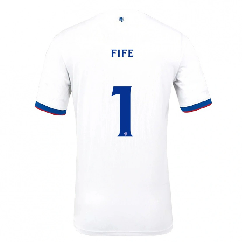 Danxen Børn Jenna Fife #1 Hvid Rød Blå Udebane Spillertrøjer 2025/26 Trøje T-Shirt