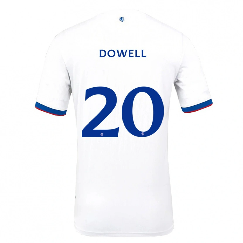Danxen Børn Kieran Dowell #20 Hvid Rød Blå Udebane Spillertrøjer 2025/26 Trøje T-Shirt