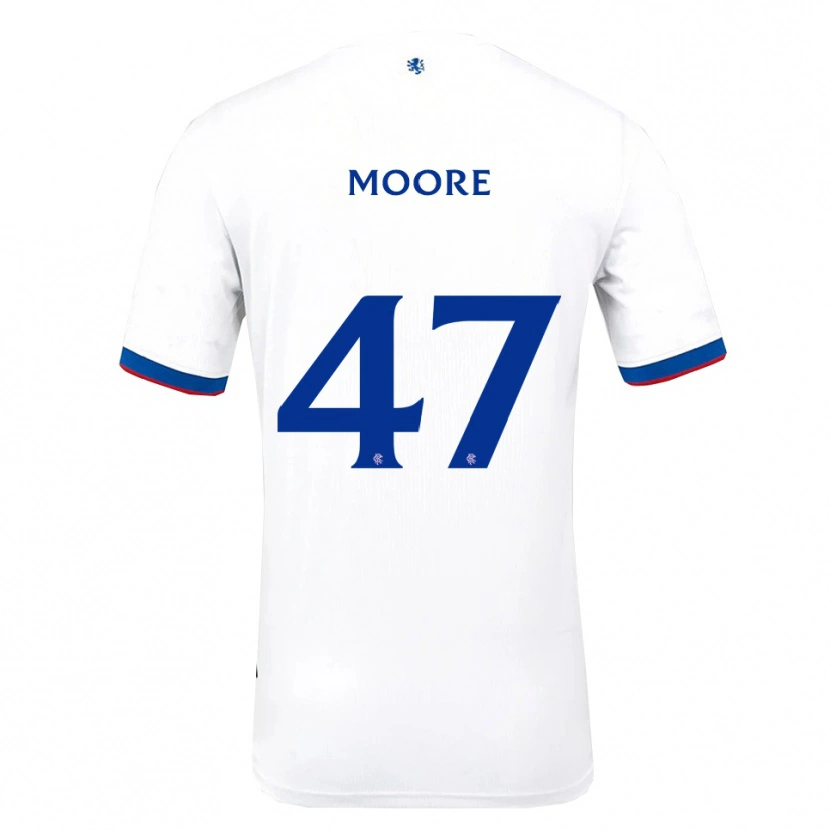 Danxen Børn Mikey Moore #47 Hvid Rød Blå Udebane Spillertrøjer 2025/26 Trøje T-Shirt