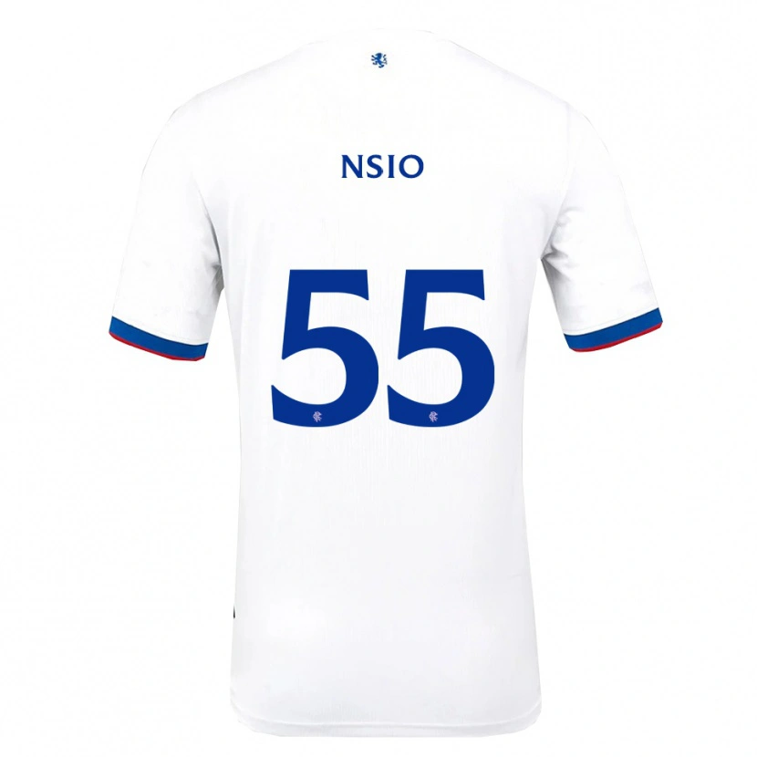 Danxen Børn Paul Nsio #55 Hvid Rød Blå Udebane Spillertrøjer 2025/26 Trøje T-Shirt