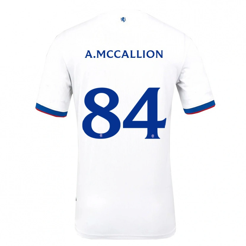 Danxen Børn Aiden Mccallion #84 Hvid Rød Blå Udebane Spillertrøjer 2025/26 Trøje T-Shirt