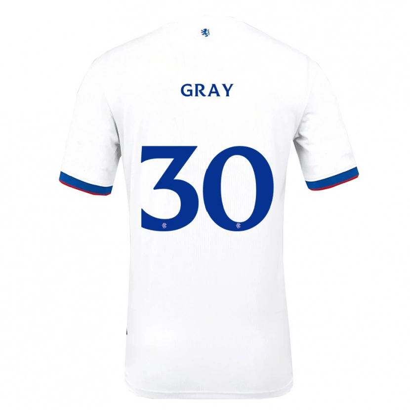 Danxen Børn Georgia Gray #30 Hvid Rød Blå Udebane Spillertrøjer 2025/26 Trøje T-Shirt