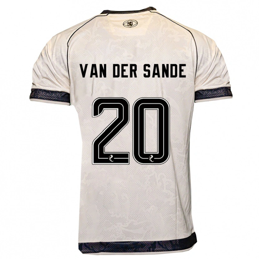 Danxen Børn Jort Van Der Sande #20 Hvid Sort Udebane Spillertrøjer 2025/26 Trøje T-Shirt