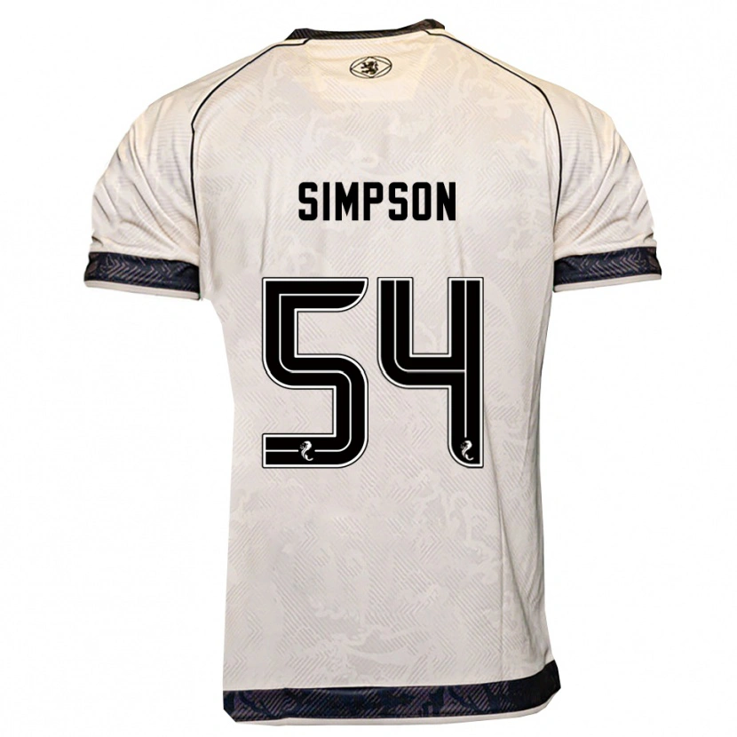 Danxen Børn Finlay Simpson #54 Hvid Sort Udebane Spillertrøjer 2025/26 Trøje T-Shirt
