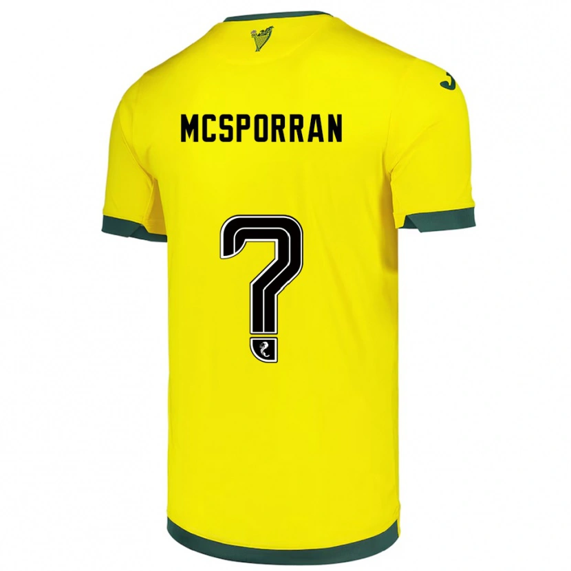 Danxen Børn Arran Mcsporran #0 Gul Grøn Udebane Spillertrøjer 2025/26 Trøje T-Shirt