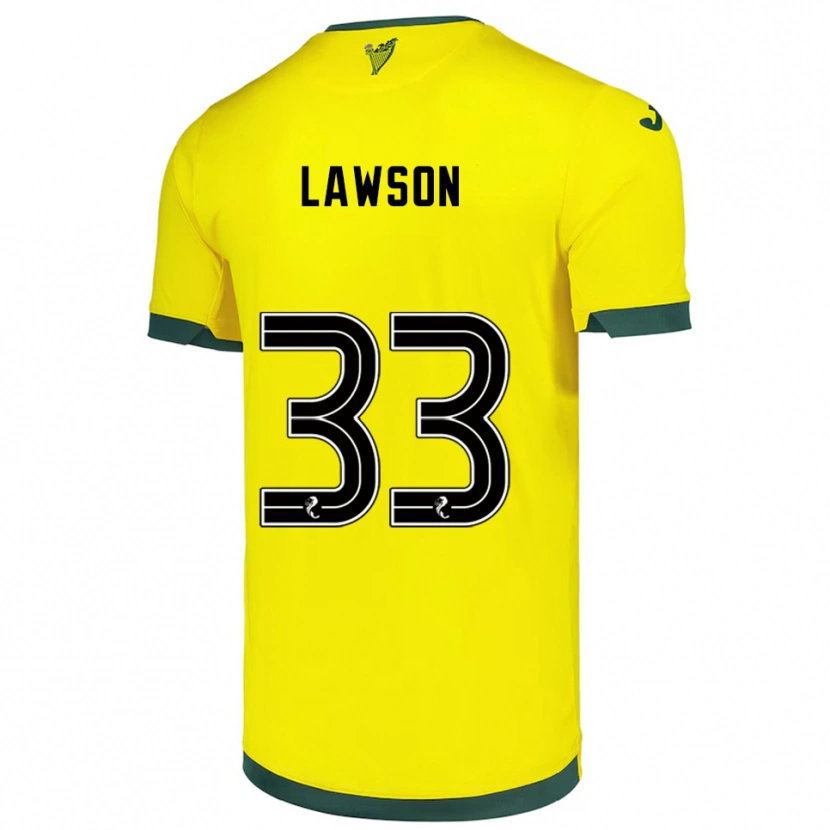 Danxen Børn Poppy Lawson #33 Gul Grøn Udebane Spillertrøjer 2025/26 Trøje T-Shirt