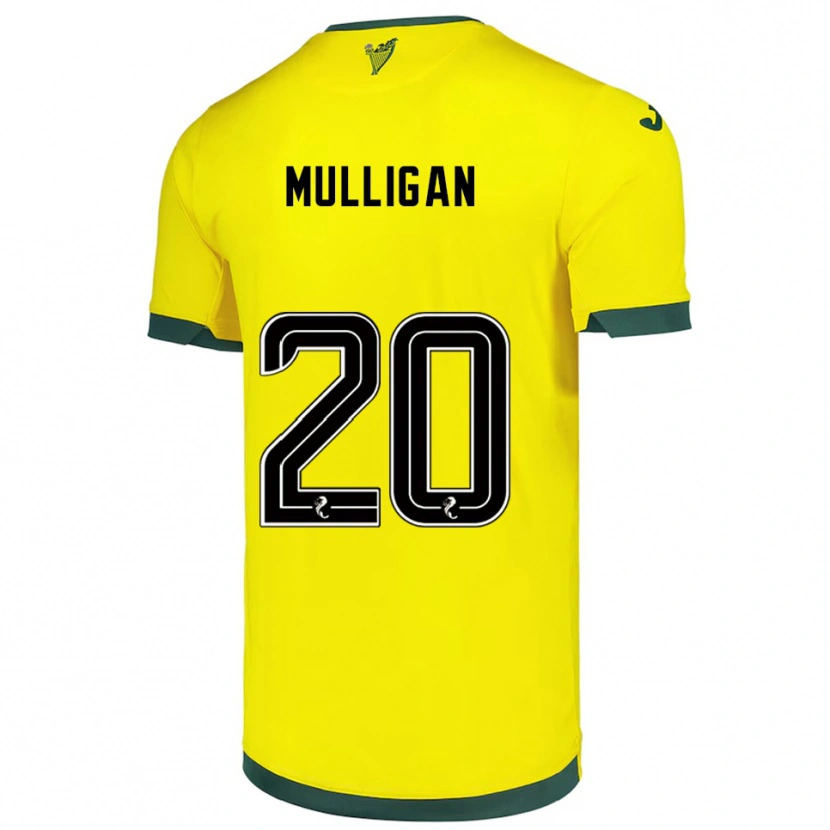 Danxen Børn Josh Mulligan #20 Gul Grøn Udebane Spillertrøjer 2025/26 Trøje T-Shirt