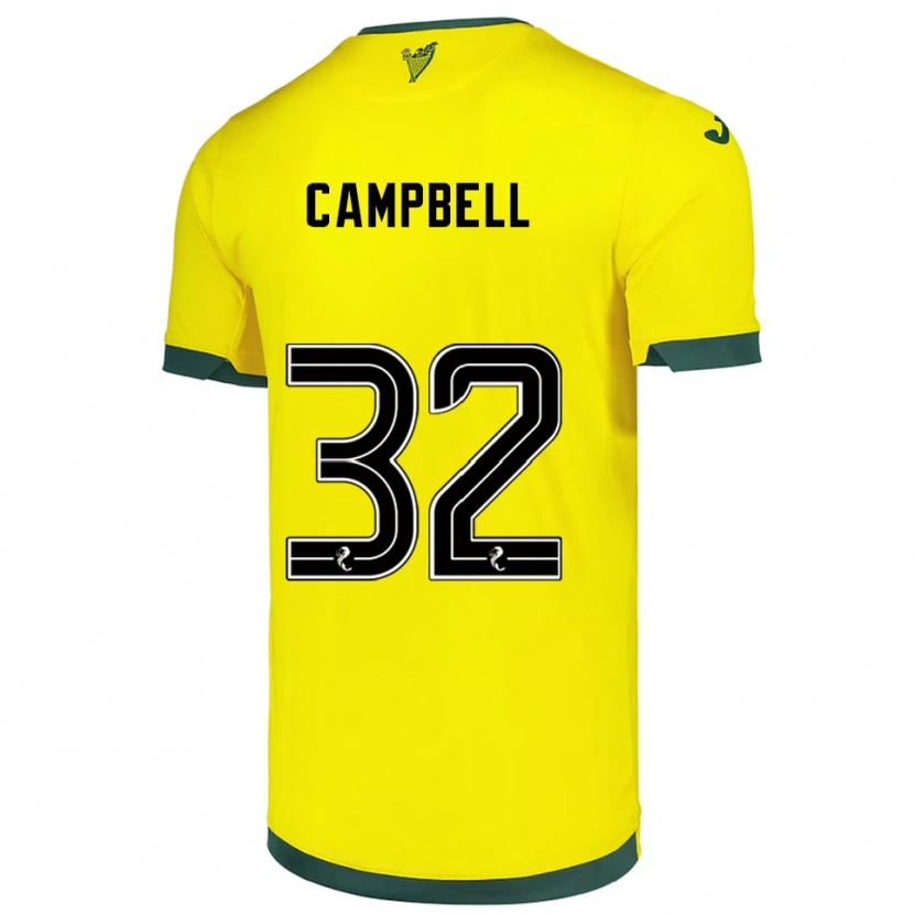 Danxen Børn Josh Campbell #32 Gul Grøn Udebane Spillertrøjer 2025/26 Trøje T-Shirt