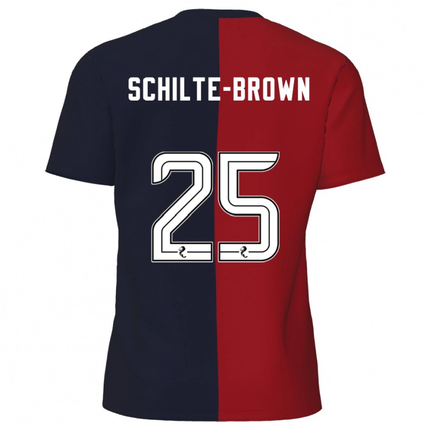 Danxen Børn Ethan Schilte-Brown #25 Rød Marineblå Udebane Spillertrøjer 2025/26 Trøje T-Shirt