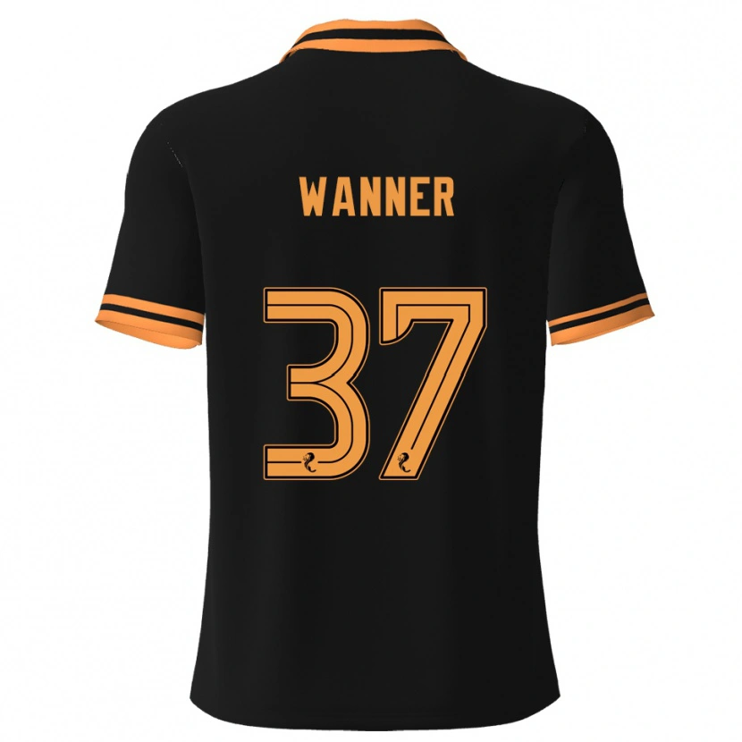 Danxen Børn Jannik Wanner #37 Sort Gul Udebane Spillertrøjer 2025/26 Trøje T-Shirt