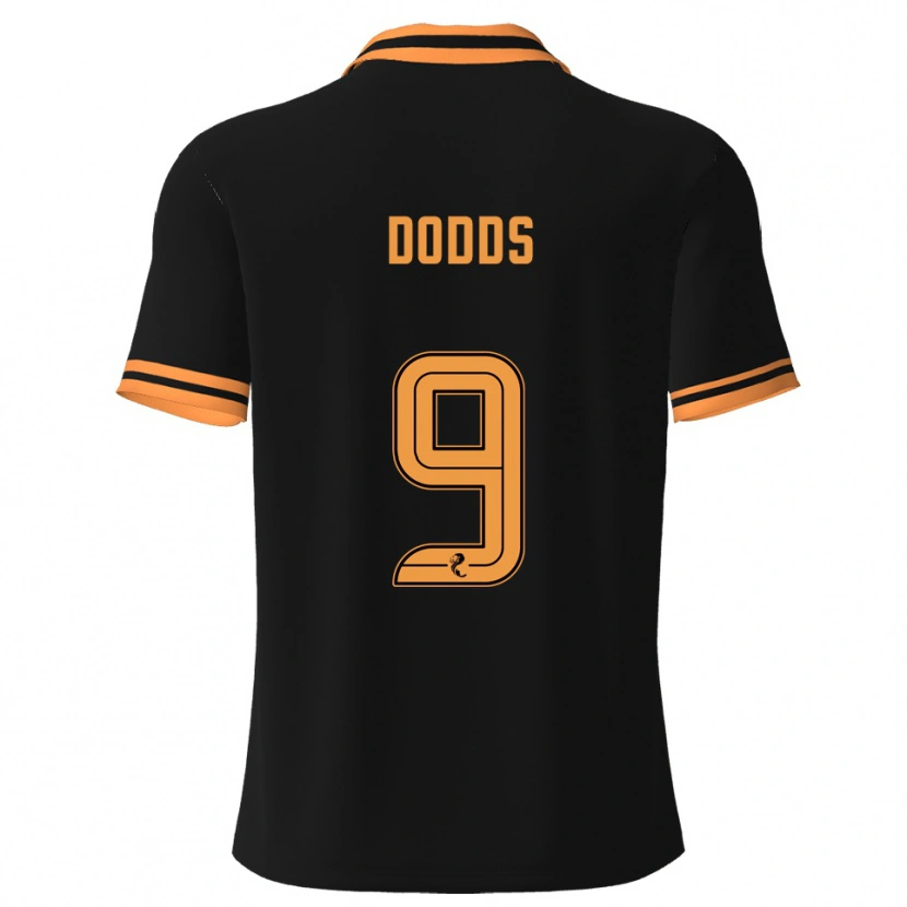 Danxen Børn Jen Dodds #9 Sort Gul Udebane Spillertrøjer 2025/26 Trøje T-Shirt