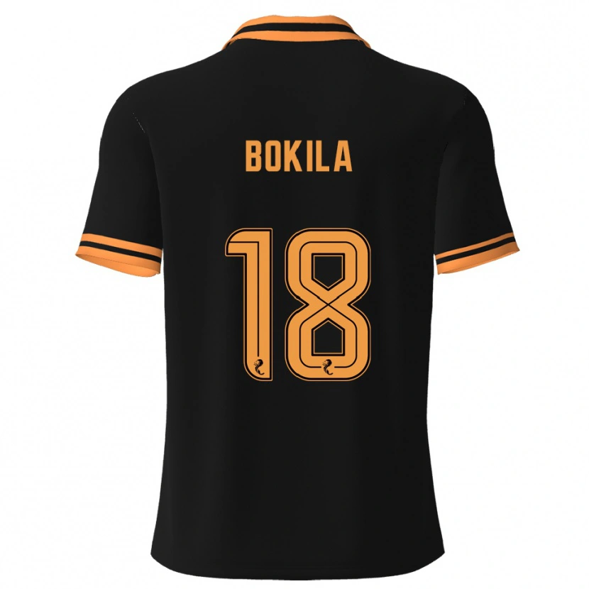 Danxen Børn Jeremy Bokila #18 Sort Gul Udebane Spillertrøjer 2025/26 Trøje T-Shirt
