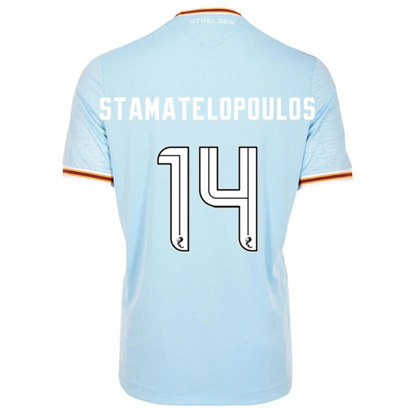 Danxen Børn Apostolos Stamatelopoulos #14 Lyseblå Udebane Spillertrøjer 2025/26 Trøje T-Shirt