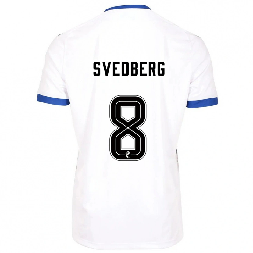 Danxen Børn Jonathan Svedberg #8 Hvid Blå Udebane Spillertrøjer 2025/26 Trøje T-Shirt