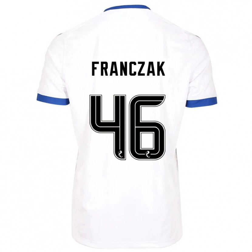 Danxen Børn Franciszek Franczak #46 Hvid Blå Udebane Spillertrøjer 2025/26 Trøje T-Shirt