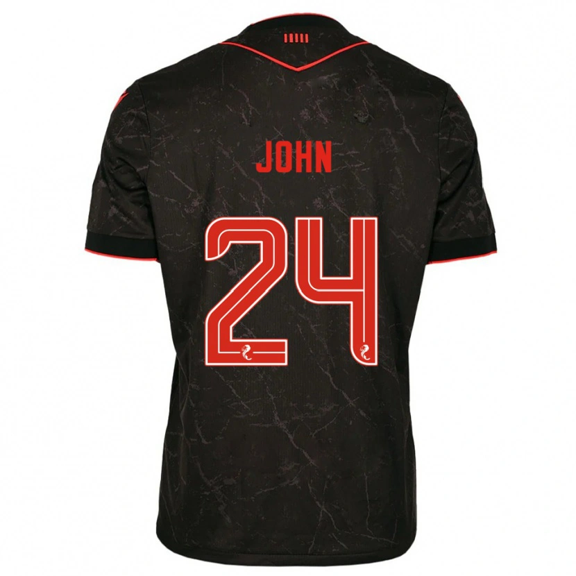 Danxen Børn Declan John #24 Sort Rød Udebane Spillertrøjer 2025/26 Trøje T-Shirt