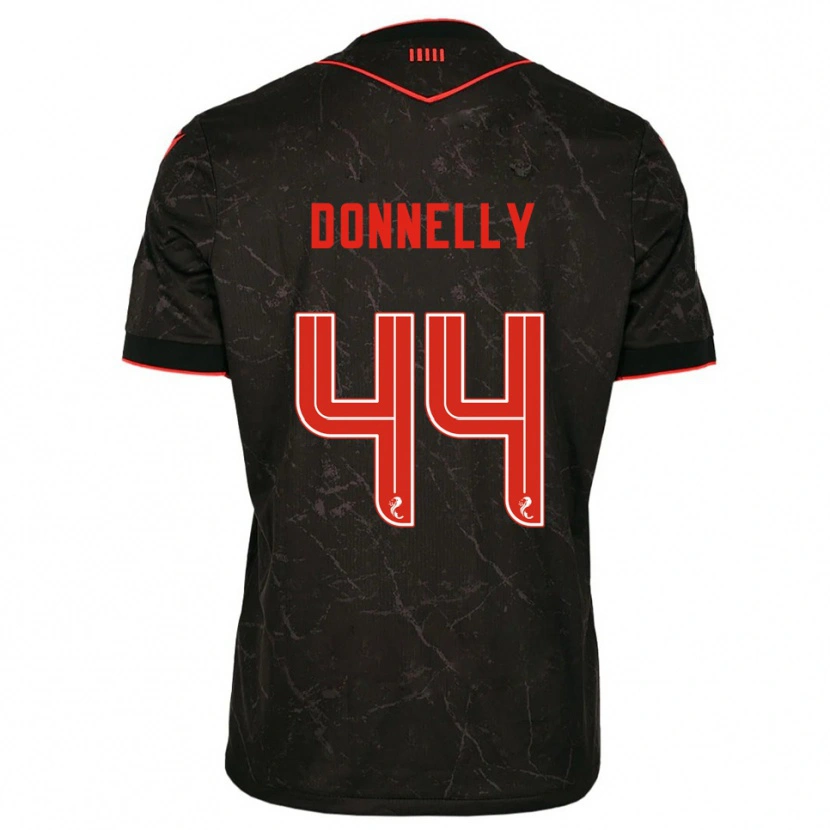 Danxen Børn Liam Donnelly #44 Sort Rød Udebane Spillertrøjer 2025/26 Trøje T-Shirt
