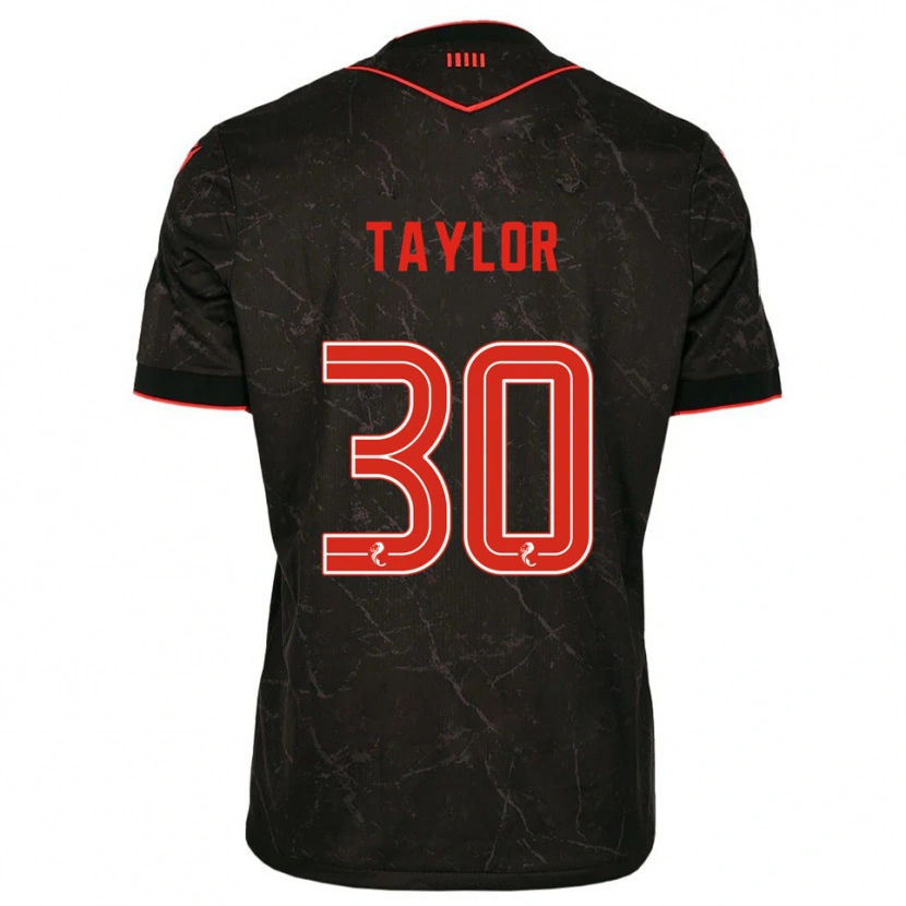 Danxen Børn Fraser Taylor #30 Sort Rød Udebane Spillertrøjer 2025/26 Trøje T-Shirt