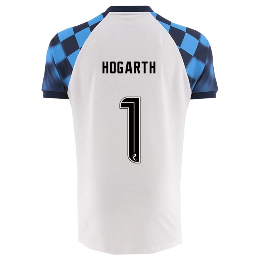 Danxen Børn Nicky Hogarth #1 Hvid Lyseblå Udebane Spillertrøjer 2025/26 Trøje T-Shirt
