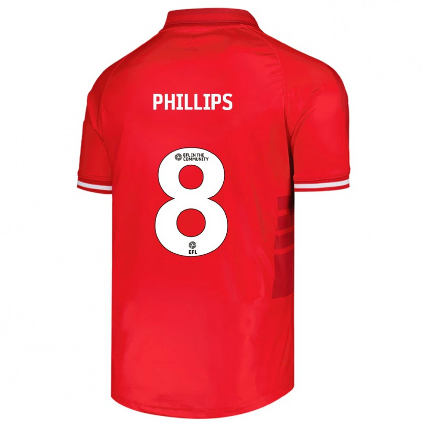 Danxen Mænd Adam Phillips #8 Rød Hvid Hjemmebane Spillertrøjer 2025/26 Trøje T-Shirt