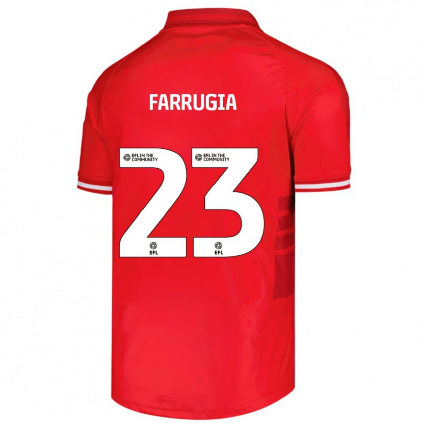 Danxen Mænd Neil Farrugia #23 Rød Hvid Hjemmebane Spillertrøjer 2025/26 Trøje T-Shirt