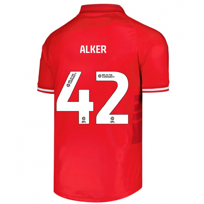 Danxen Mænd Luke Alker #42 Rød Hvid Hjemmebane Spillertrøjer 2025/26 Trøje T-Shirt