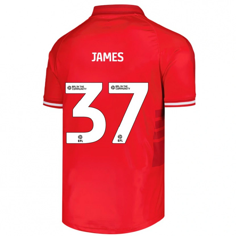 Danxen Mænd Nathan James #37 Rød Hvid Hjemmebane Spillertrøjer 2025/26 Trøje T-Shirt