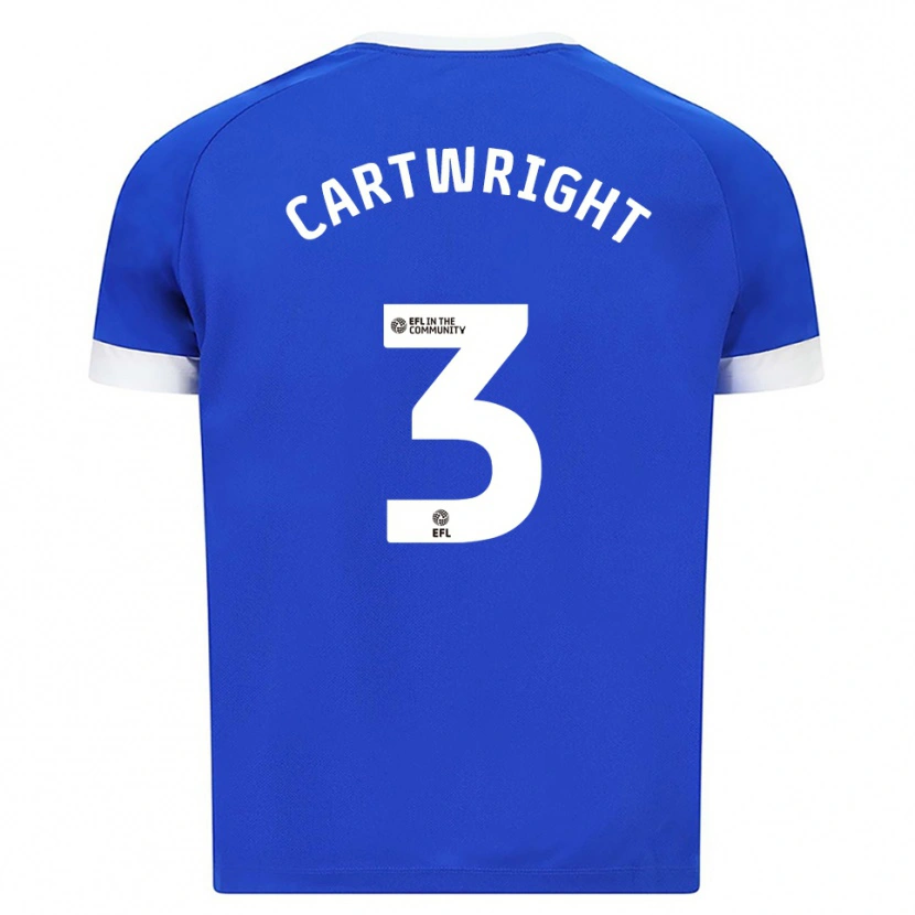 Danxen Mænd Logan Cartwright #3 Blå Hvid Hjemmebane Spillertrøjer 2025/26 Trøje T-Shirt