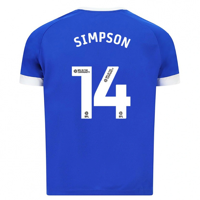 Danxen Mænd Jasmine Simpson #14 Blå Hvid Hjemmebane Spillertrøjer 2025/26 Trøje T-Shirt