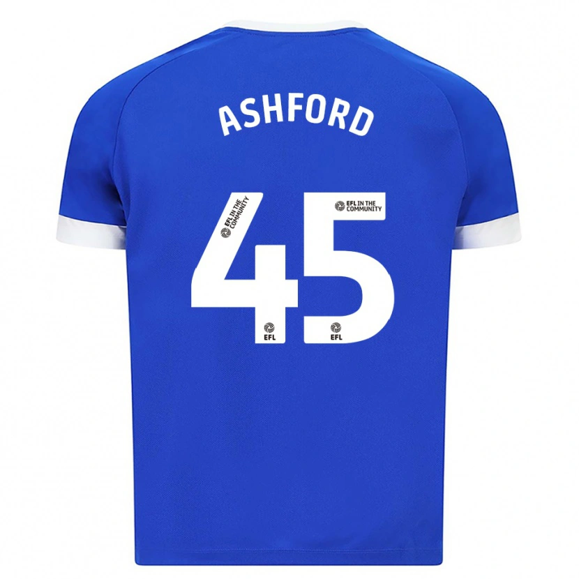Danxen Mænd Cian Ashford #45 Blå Hvid Hjemmebane Spillertrøjer 2025/26 Trøje T-Shirt