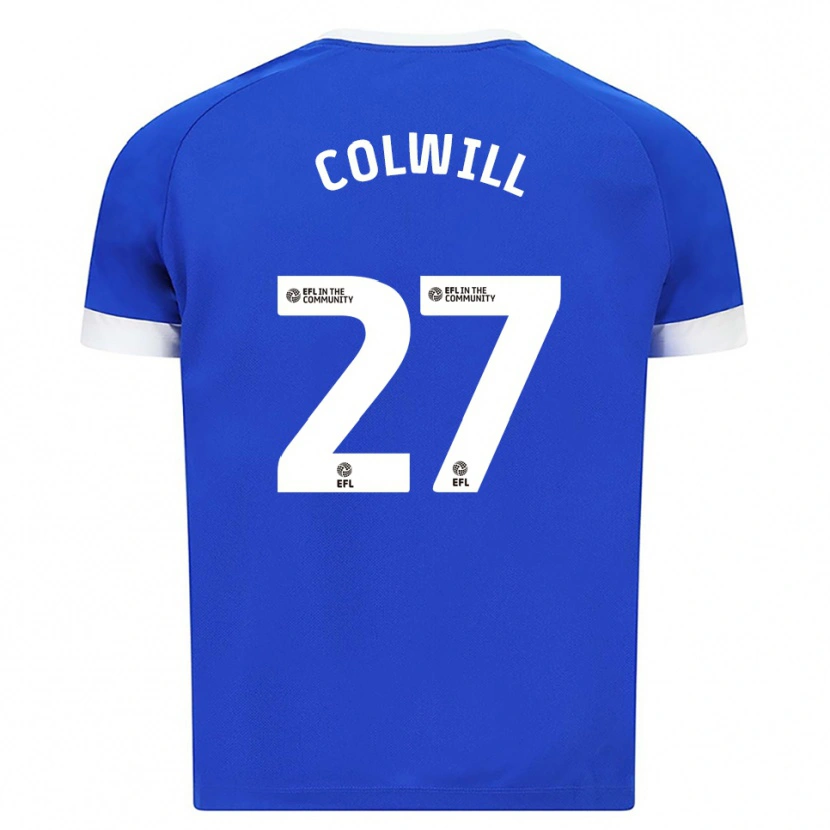 Danxen Mænd Joel Colwill #27 Blå Hvid Hjemmebane Spillertrøjer 2025/26 Trøje T-Shirt