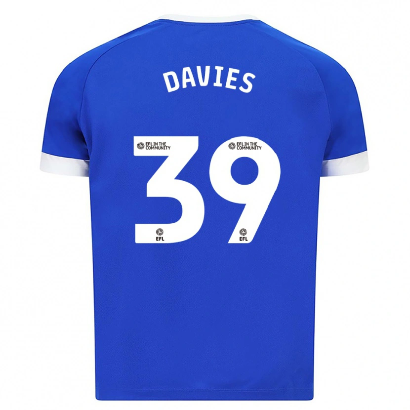 Danxen Mænd Isaak Davies #39 Blå Hvid Hjemmebane Spillertrøjer 2025/26 Trøje T-Shirt