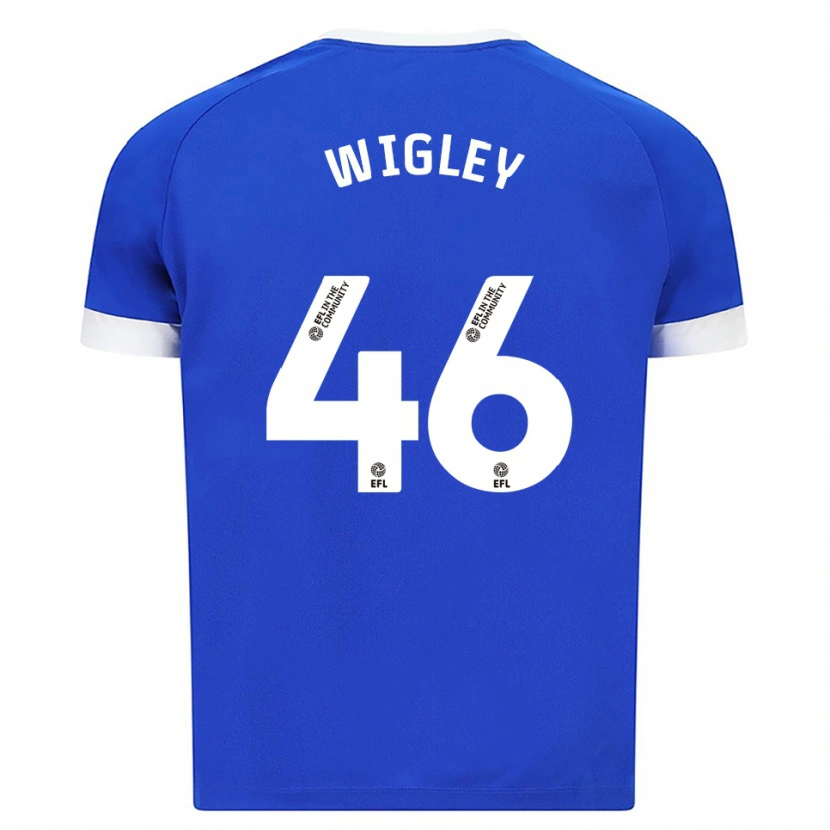 Danxen Mænd Morgan Wigley #46 Blå Hvid Hjemmebane Spillertrøjer 2025/26 Trøje T-Shirt
