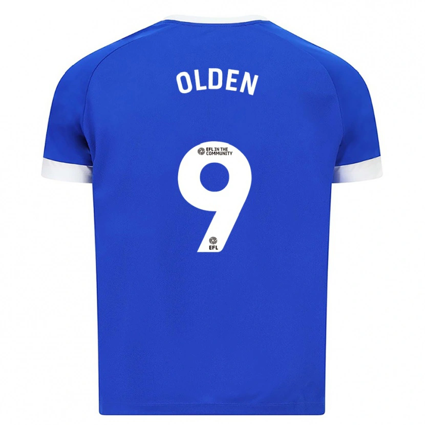 Danxen Mænd Mackenzie Olden #9 Blå Hvid Hjemmebane Spillertrøjer 2025/26 Trøje T-Shirt