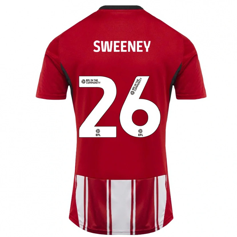 Danxen Mænd Pierce Sweeney #26 Rød Hvid Sort Hjemmebane Spillertrøjer 2025/26 Trøje T-Shirt